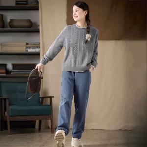 Daily Fashion Casual Blue Loose Sweatpants