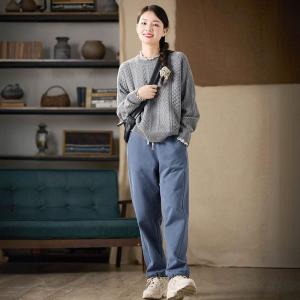 Daily Fashion Casual Blue Loose Sweatpants