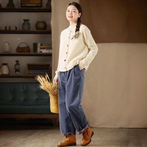 Straight Leg Winter High Rise Corduroy Pants