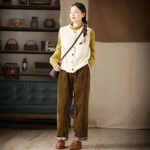 Straight Leg Winter High Rise Corduroy Pants