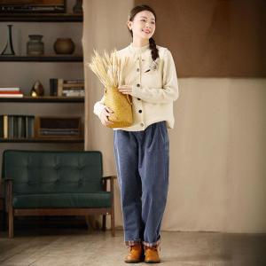 Straight Leg Winter High Rise Corduroy Pants
