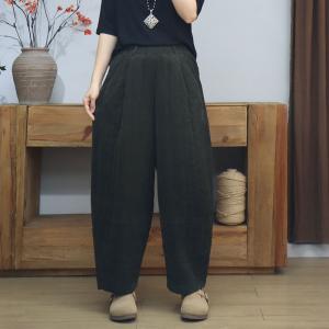 High Waist Plain Corduroy Cotton Padded Pants