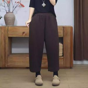 Winter Casual Wool Tweed Fleeced Ankle Pants