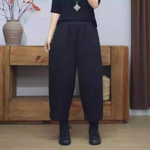 Winter Casual Wool Tweed Fleeced Ankle Pants