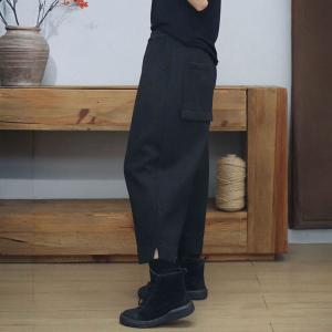 Winter Casual Wool Tweed Fleeced Ankle Pants