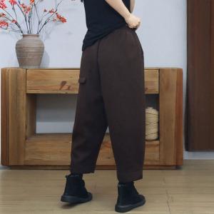 Winter Casual Wool Tweed Fleeced Ankle Pants