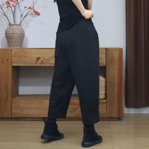 Winter Casual Wool Tweed Fleeced Ankle Pants
