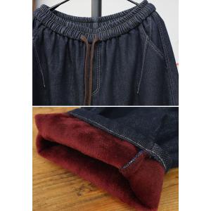 Red Fleeces Lined Baggy Harem Jeans