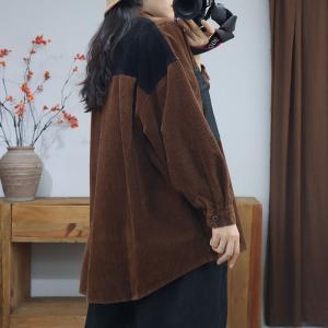 Oversized Front Pocket Corduroy Barn Shacket