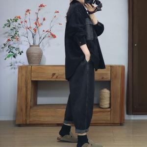 Oversized Front Pocket Corduroy Barn Shacket