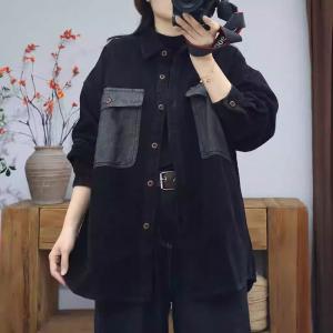 Oversized Front Pocket Corduroy Barn Shacket
