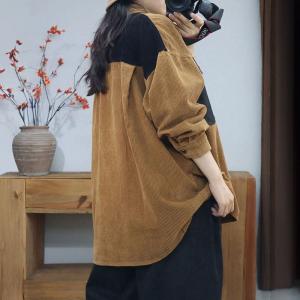 Oversized Front Pocket Corduroy Barn Shacket