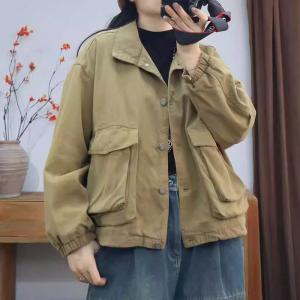 Tartan Lined Cotton Short Polo Barn Jacket