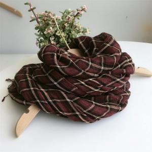 Elegant Tassel Linen Gingham Scarf