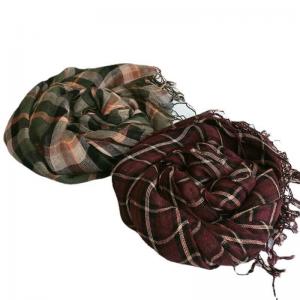Elegant Tassel Linen Gingham Scarf