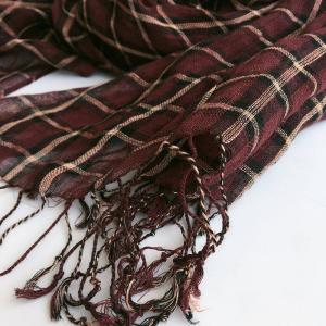 Elegant Tassel Linen Gingham Scarf