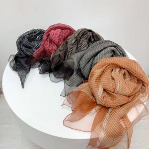 Mulberry Silk and Wool Striped Elegant Scarf