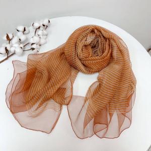 Mulberry Silk and Wool Striped Elegant Scarf