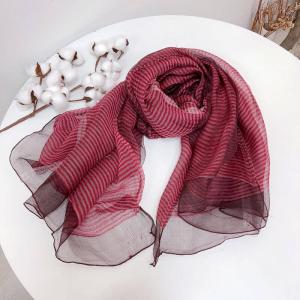 Mulberry Silk and Wool Striped Elegant Scarf