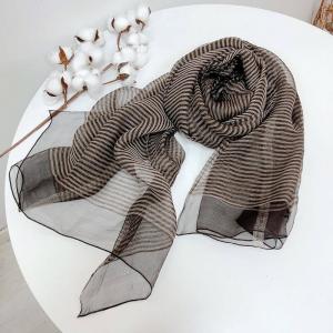 Mulberry Silk and Wool Striped Elegant Scarf