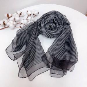 Mulberry Silk and Wool Striped Elegant Scarf
