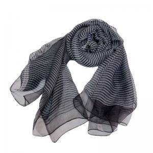Mulberry Silk and Wool Striped Elegant Scarf