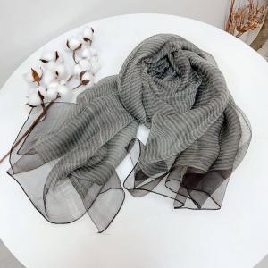 Mulberry Silk and Wool Striped Elegant Scarf