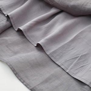 Loose Ramie Pleated High Waist Gray Dress