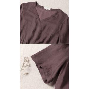 Spring V-Neck Organic Ramie Drawstring Waist Dress