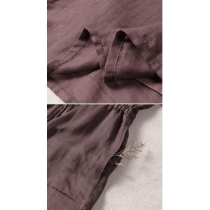 Spring V-Neck Organic Ramie Drawstring Waist Dress