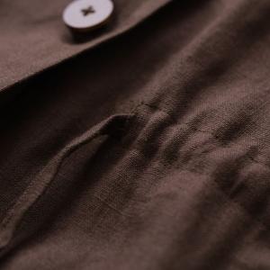 Drawstring Waist Long Sleeves Linen Trench Coat