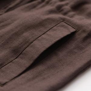 Drawstring Waist Long Sleeves Linen Trench Coat