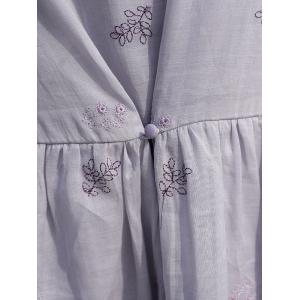 Puff Sleeves Summer Beach Ramie Embroidered Dress