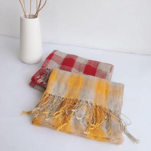 Fringed Linen Classic Gingham Scarf