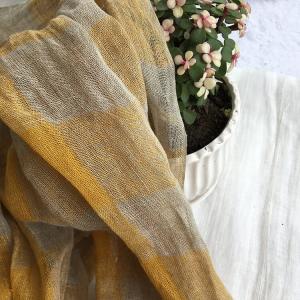 Fringed Linen Classic Gingham Scarf