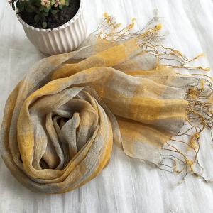 Fringed Linen Classic Gingham Scarf