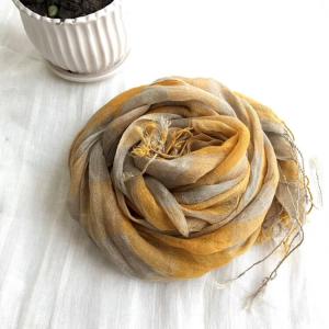 Fringed Linen Classic Gingham Scarf