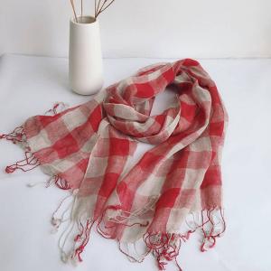 Fringed Linen Classic Gingham Scarf