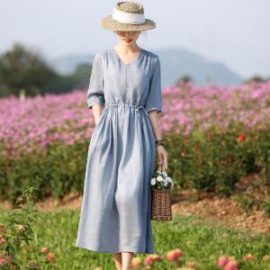 Drawstring Waist Jacquard Boho Beach Dress