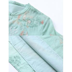 Exquisite Embroidery Short Sleeves Ramie Qipao Dress