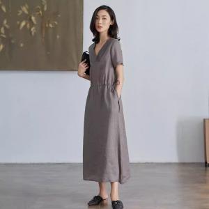 Minimalist Chic Tied Waist Linen Summer Dress