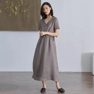 Minimalist Chic Tied Waist Linen Summer Dress