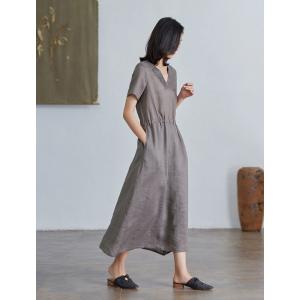 Minimalist Chic Tied Waist Linen Summer Dress