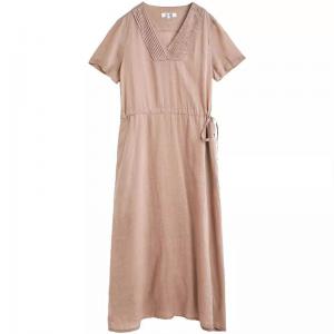 Minimalist Chic Tied Waist Linen Summer Dress