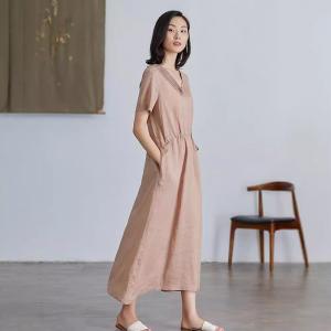 Minimalist Chic Tied Waist Linen Summer Dress
