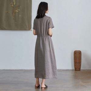 Minimalist Chic Tied Waist Linen Summer Dress
