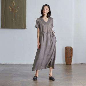 Minimalist Chic Tied Waist Linen Summer Dress