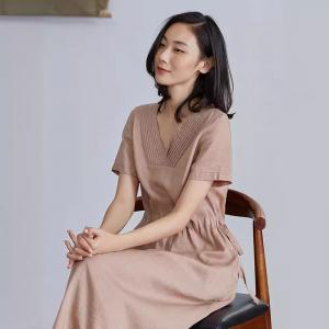 Minimalist Chic Tied Waist Linen Summer Dress