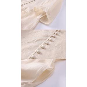 Apricot Embroidery Loose Ramie Boho Midi Dress