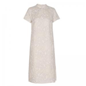 Mandarin Collar Embroidery Summer Shift Dress